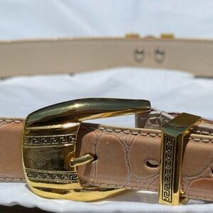 Size Large Peachy Tan and Gold Leather Women's Belt